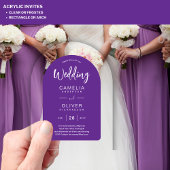 Invitations En Acrylique Mariage acrylique violet invite Texte blanc modern