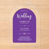 Invitations En Acrylique Mariage acrylique violet invite Texte blanc modern (Recto)