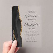 Invitations En Acrylique Mariage Agate Black Gold (In situ (ordinateur de poche))