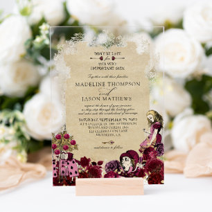 Invitations En Acrylique Mariage Alice au Pays des Merveilles en Bourgogne