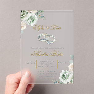 Invitations En Acrylique Mariage anneau Mariage espagnol