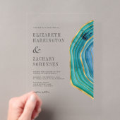 Invitations En Acrylique Mariage Aquarelle Agate Sarcelle Or (In situ (ordinateur de poche))