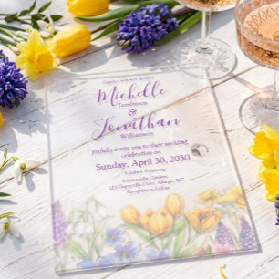 Invitations En Acrylique Mariage aquarelle de fleurs sauvages printanières