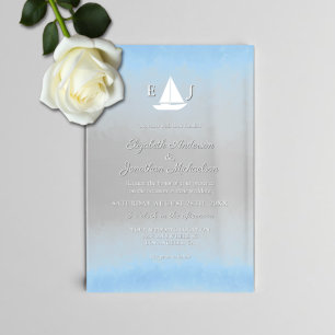 Invitations En Acrylique Mariage Aquarelle Eau Rejoint Ciel