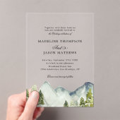 Invitations En Acrylique Mariage aquarelle élégant classique forêt montagne (In situ (ordinateur de poche))