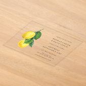 Invitations En Acrylique Mariage aquarelle rustique citron (Poser)