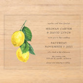 Invitations En Acrylique Mariage aquarelle rustique citron (Recto)