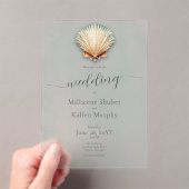 Invitations En Acrylique Mariage aquatique moderne Coastal Seashell (In situ (ordinateur de poche))
