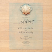 Invitations En Acrylique Mariage aquatique moderne Coastal Seashell (Recto)