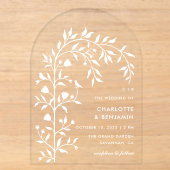 Invitations En Acrylique Mariage Arch Botanique Blanc (Recto)