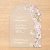 Invitations En Acrylique Mariage Arch Floral Fardé (Recto)