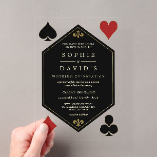 Invitations En Acrylique Mariage Art Déco Gatsby Casino Poker Las Vegas