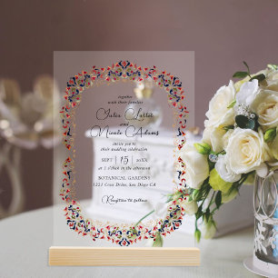 Invitations En Acrylique Mariage Artistique Botanique Floral Paisley de Lux
