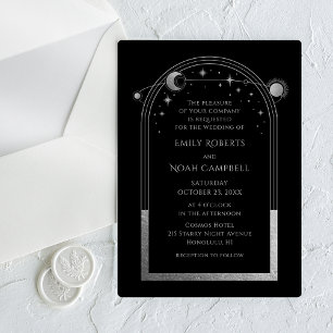 Invitations En Acrylique Mariage Astronomie Lune Soleil Argent Céleste