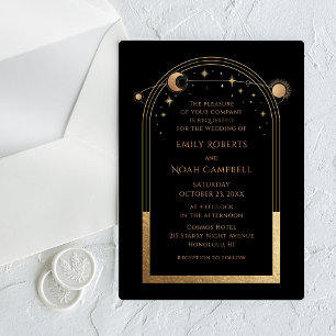 Invitations En Acrylique Mariage Astronomie Soleil Lune Or Céleste