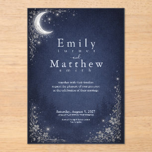 Invitations En Acrylique Mariage au Bois Céleste Clair de Lune