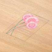 Invitations En Acrylique Mariage au Chrysanthème Pêche (Poser)