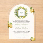 Invitations En Acrylique Mariage au Citron Méditerranéen (Recto)