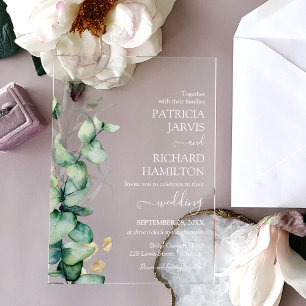 Invitations En Acrylique Mariage au eucalyptus verdoyant