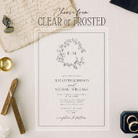 Mariage au monogramme de crête feuillue grise mode