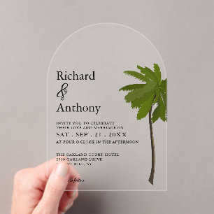 Invitations En Acrylique Mariage au palmier de la plage océane