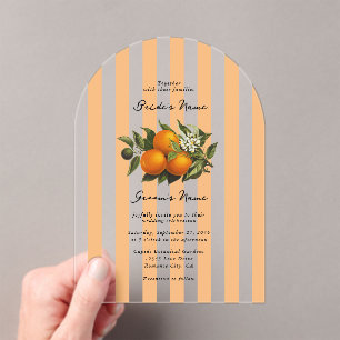 Invitations En Acrylique Mariage aux Agrumes Méditerranéens Italiens Orange