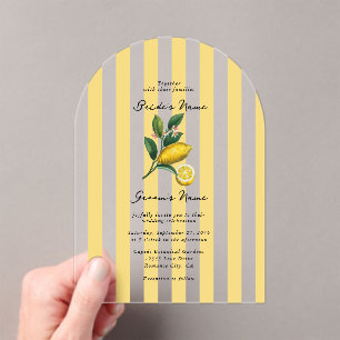 Invitations En Acrylique Mariage aux Citrons Méditerranéens Italiens