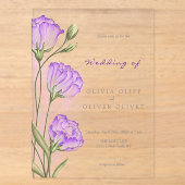 Invitations En Acrylique Mariage aux Eustomas Violets (Recto)