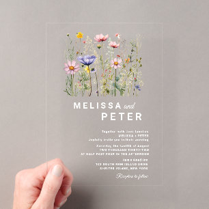 Invitations En Acrylique Mariage aux fleurs sauvages