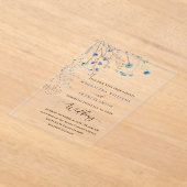 Invitations En Acrylique mariage aux fleurs sauvages bleues (Poser)