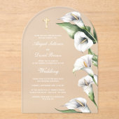 Invitations En Acrylique Mariage avec Arches de Lys Calla (Recto)
