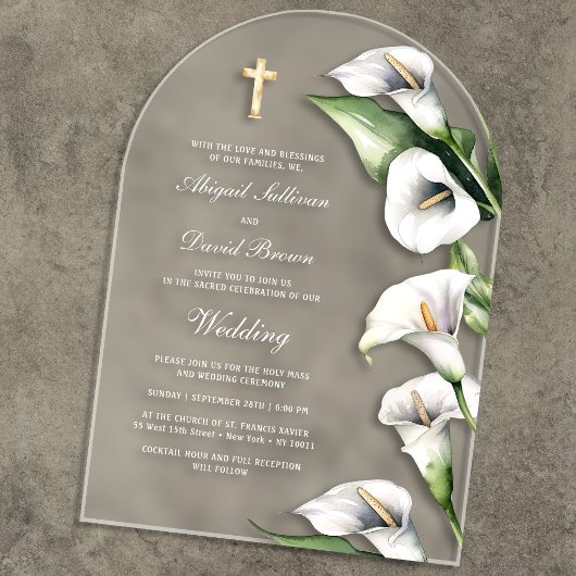 Invitations En Acrylique Mariage avec Arches de Lys Calla