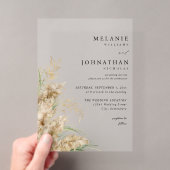 Invitations En Acrylique Mariage Beachy Boho Herbe de Pampas 2 (In situ (ordinateur de poche))