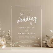 Invitations En Acrylique Mariage blanc de script moderne en gras