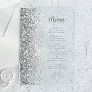 Invitations En Acrylique Mariage blanc du script de Parties scintillant en 