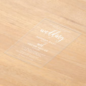 Invitations En Acrylique Mariage blanc élégant à script moderne (Poser)