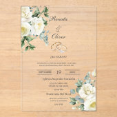 Invitations En Acrylique Mariage blanc en acrylique et verdure (Recto)