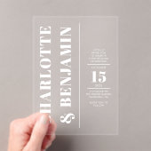 Invitations En Acrylique Mariage blanc gras vertical moderne (In situ (ordinateur de poche))