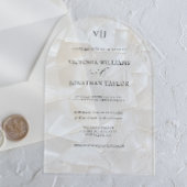 Invitations En Acrylique Mariage Blanc Monogramme Moderne
