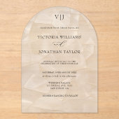 Invitations En Acrylique Mariage Blanc Monogramme Moderne (Recto)