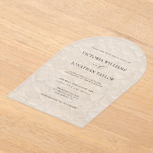Invitations En Acrylique Mariage blanc rustique simple (Poser)