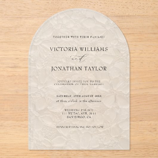 Invitations En Acrylique Mariage blanc rustique simple (Recto)