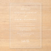 Invitations En Acrylique Mariage blanc simple et élégant (Recto)