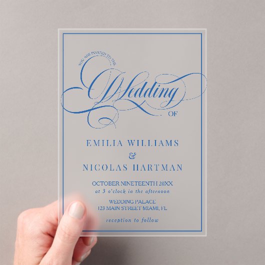Invitations En Acrylique Mariage Bleu Luxe (In situ (ordinateur de poche))