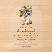 Invitations En Acrylique Mariage Bocal en Figues Violettes Rustique (Recto)