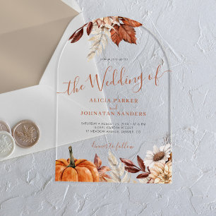 Invitations En Acrylique Mariage bohème botanique moderne d'automne