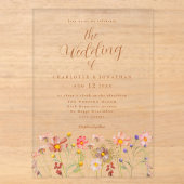 Invitations En Acrylique Mariage Bohème Champêtre Fleur Sauvage d'Automne (Recto)