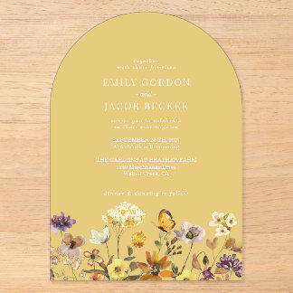 Invitations En Acrylique Mariage Bohème Champêtre Lime Automnal Fantaisiste