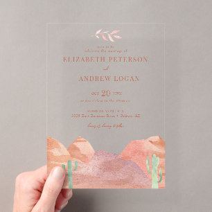 Invitations En Acrylique Mariage Bohème dans le Désert