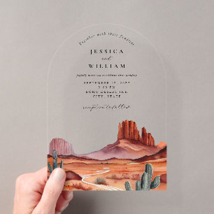 Invitations En Acrylique Mariage Bohème dans le Désert à l'Aquarelle